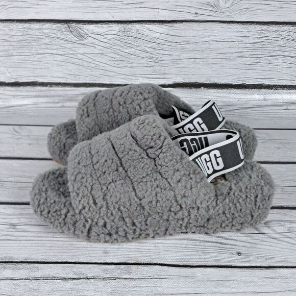 UGG Australia Fluff Yeah Women's Size 5 US Gray Slide Slingback Sandals - Picture 1 of 10